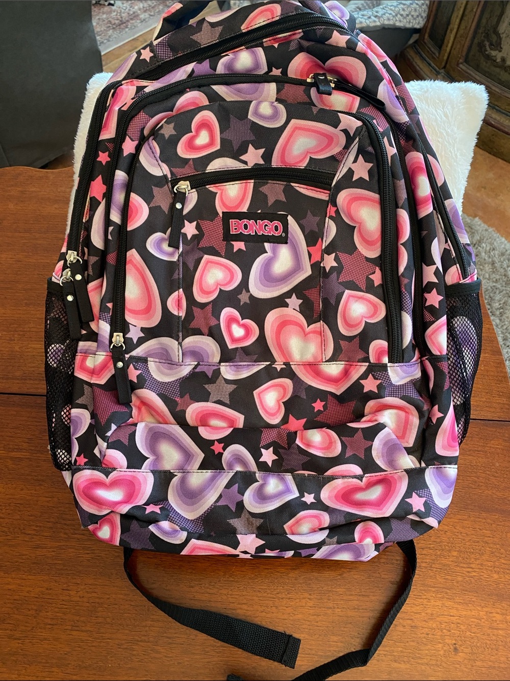 BONGO Pink & Purple Heart Print  Backpack